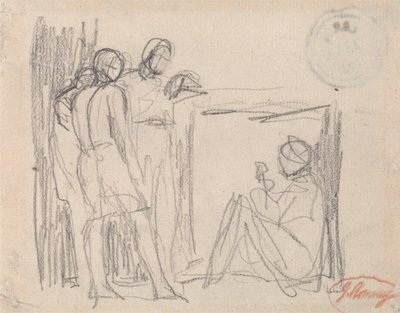 Three Standing Figures before a Seated Figure by George Romney